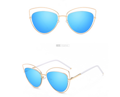 Polarized Cat's Eye Sunglasses w Metal Temples