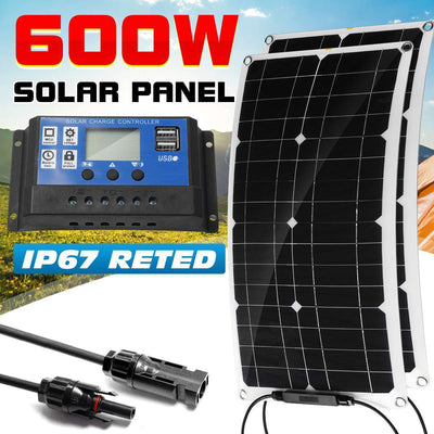 25W Flexible Solar Panel Battery Charger Kit
