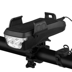USB Rechargeable Bike Headlight w Phone Holder & Horn