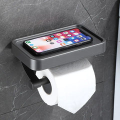 Bathroom Tissue Holder & Phone Storage Rack