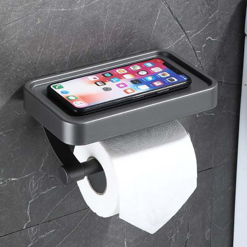 Bathroom Tissue Holder & Phone Storage Rack