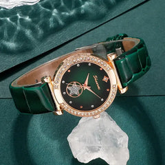 6-Piece Green Luxury Quartz Watch Set