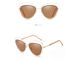 Polarized Cat's Eye Sunglasses w Metal Temples