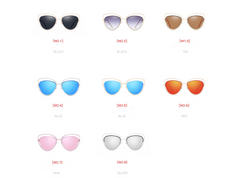 Polarized Cat's Eye Sunglasses w Metal Temples
