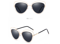 Polarized Cat's Eye Sunglasses w Metal Temples