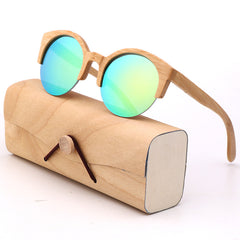 Half-Frame Bamboo Sunglasses