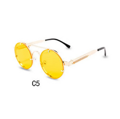 Round Steampunk Metal Sunglasses