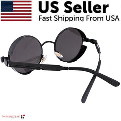 Retro Round Polarized Gothic Steampunk Sunglasses