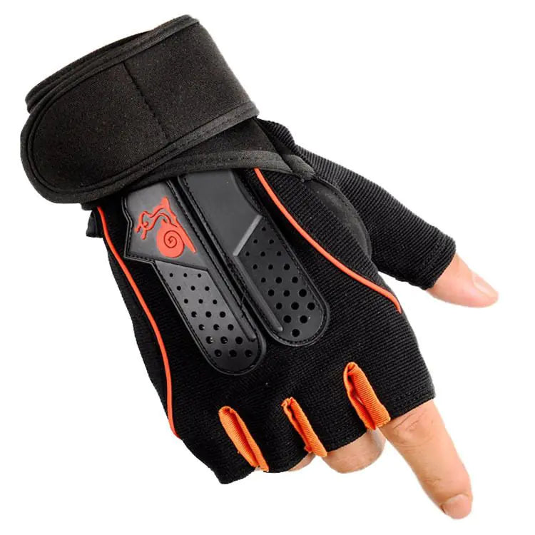 Half-Finger Fitness Gloves w Anti-Slip Wrist Wraps