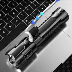 USB Rechargeable Floodlight-Capable Zoom Flashlight