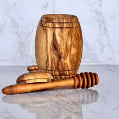 Olive Wood Honey Pot w Honey Dipper