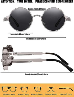 Retro Round Polarized Gothic Steampunk Sunglasses