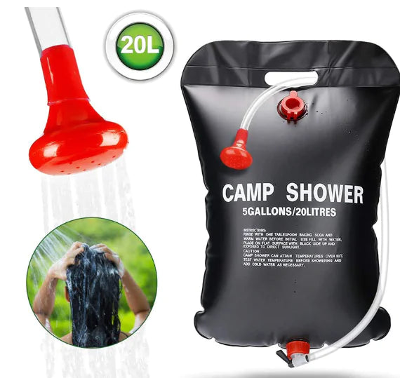 20L Camping Shower Bag w Solar Heating