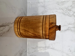 Olive Wood Spice Jar Salt Keeper w Lid