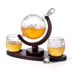 Whiskey Decanter Globe Glass Set