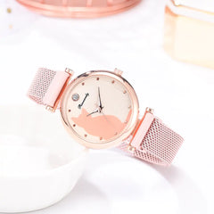 Fashionable Feline Watch Set for Women