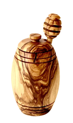 Olive Wood Honey Pot w Honey Dipper