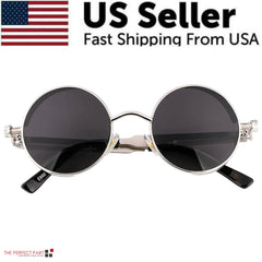 Retro Round Polarized Gothic Steampunk Sunglasses