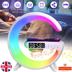 Smart G Lamp w Bluetooth Speaker, Wireless Charger & Alarm Clock