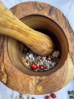 Olive Wood Rustic Mortar & Pestle