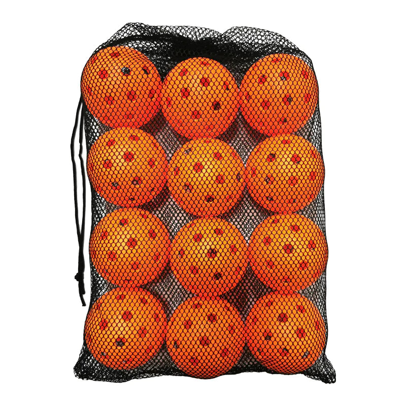 12 Assorted Colors Plastic Pickleball Balls w Net Bag