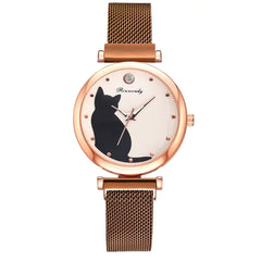 Fashionable Feline Watch Set for Women