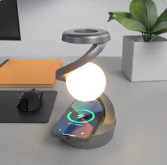 Rotating Moon Desk Lamp w Wireless Phone Charger