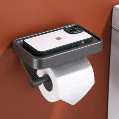 Bathroom Tissue Holder & Phone Storage Rack