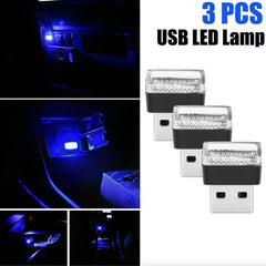 3x Mini Blue LED USB Ambient Lamp Accessories