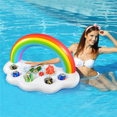 Inflatable Rainbow Cloud Pool Cup Holder