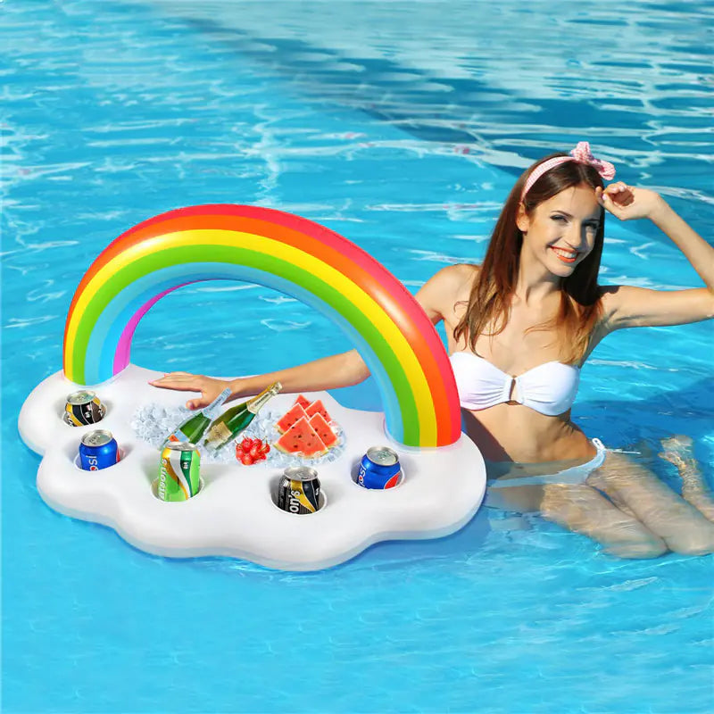 Inflatable Rainbow Cloud Pool Cup Holder