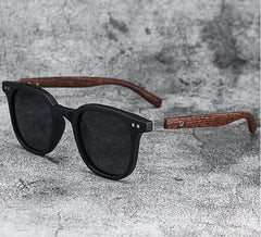Unisex Retro Wood Grain Polarized Sunglasses