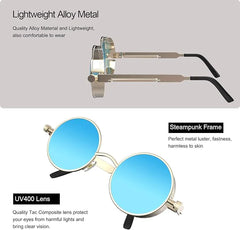 Retro Round Polarized Gothic Steampunk Sunglasses