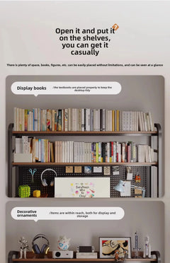 Ergonomic Gaming Desk w Built-in Bookshelf