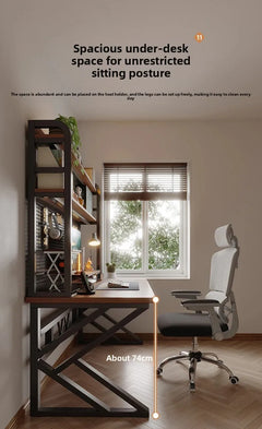 Ergonomic Gaming Desk w Built-in Bookshelf