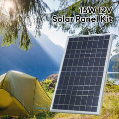 Waterproof Solar Panel 15W DC 12V Kit w Alligator Clip