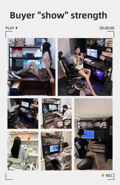 Ergonomic Gaming Desk w Built-in Bookshelf