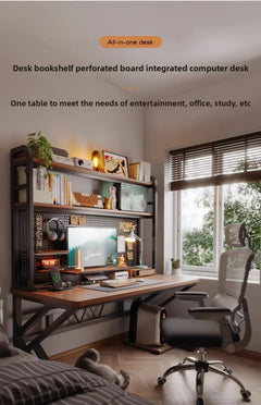 Ergonomic Gaming Desk w Built-in Bookshelf