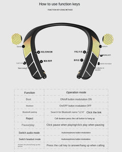 Lightweight Stereo Neckband Bluetooth Headset w Speakers