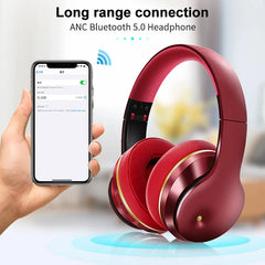 Foldable Active Noise Cancellation Bluetooth Headphones