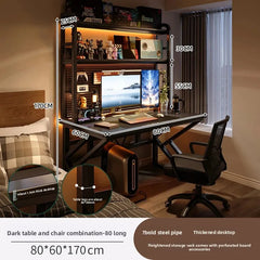 Ergonomic Gaming Desk w Built-in Bookshelf