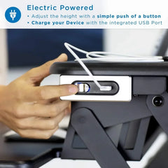 Electric Standing Desk Converter w Built-In USB Port