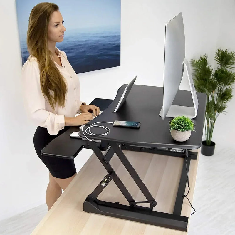 Electric Standing Desk Converter w Built-In USB Port