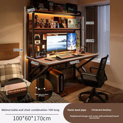 Ergonomic Gaming Desk w Built-in Bookshelf