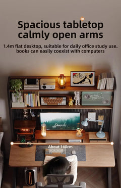 Ergonomic Gaming Desk w Built-in Bookshelf