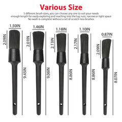 5pc Detailing Boar Hair Brush Kit