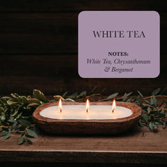 3-Wick Dough Bowl w Soy-Based White Tea Candle