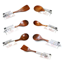 Colorful Teak Kitchen Utensils Set w Soup Spoon
