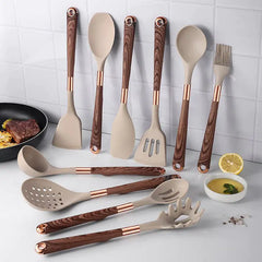 Silicone Kitchenware Set w Nonstick Pan and Storage