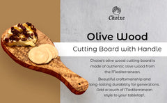 Mediterranean Olive Wood Cutting Board w Handle